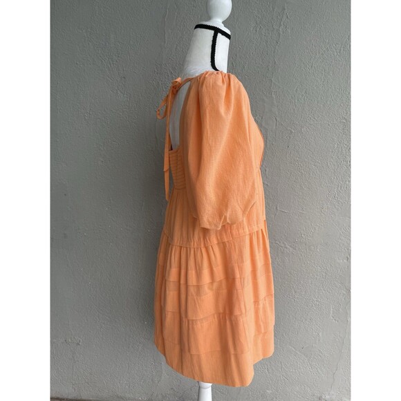 ANTHROPOLOGIE Square-Neck Puff-Sleeve Tiered Dress Women's Size Small - Picture 7 of 8